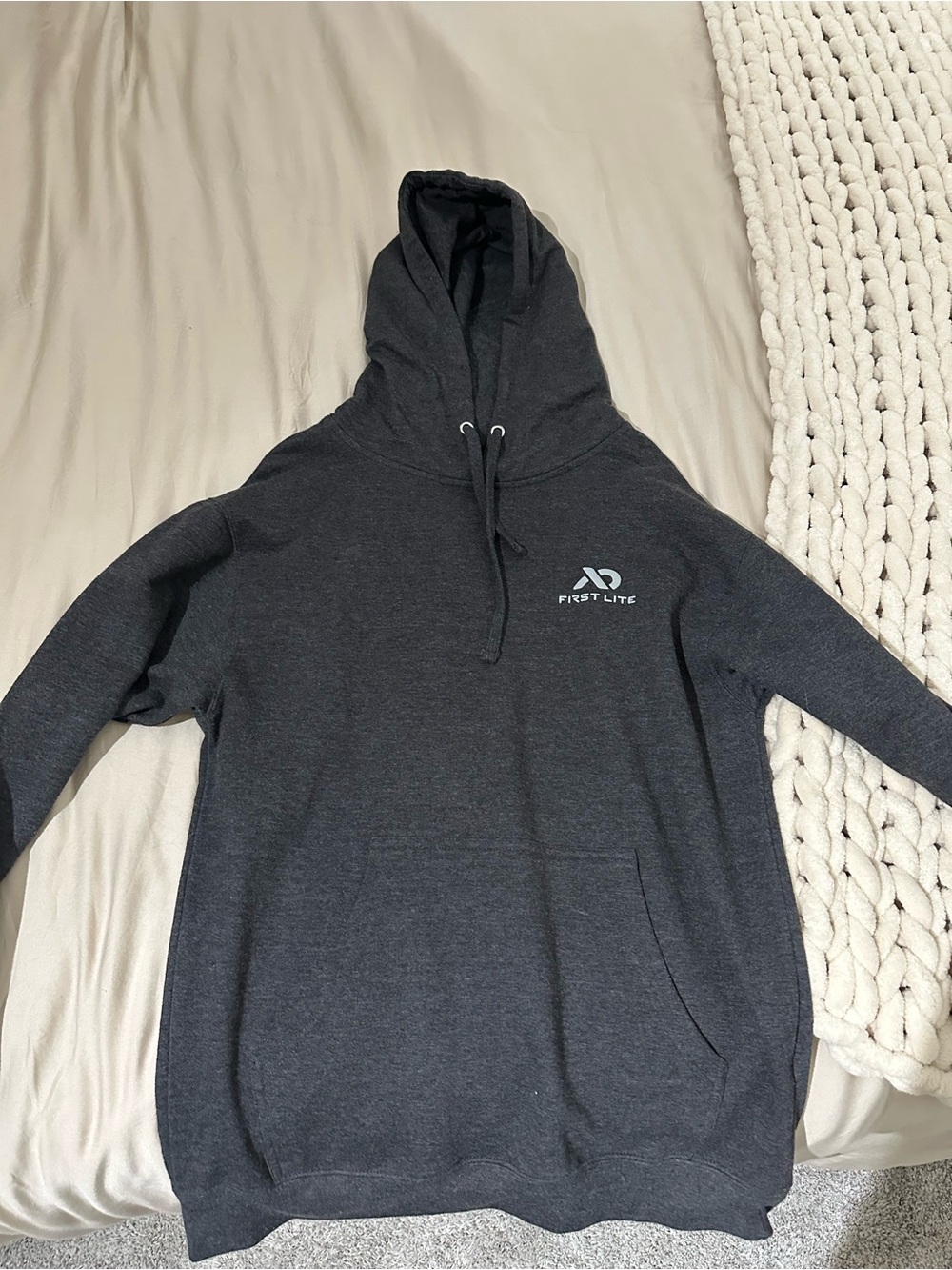 First Lite Men's Charcoal Hooded Pullover Sweatshirt